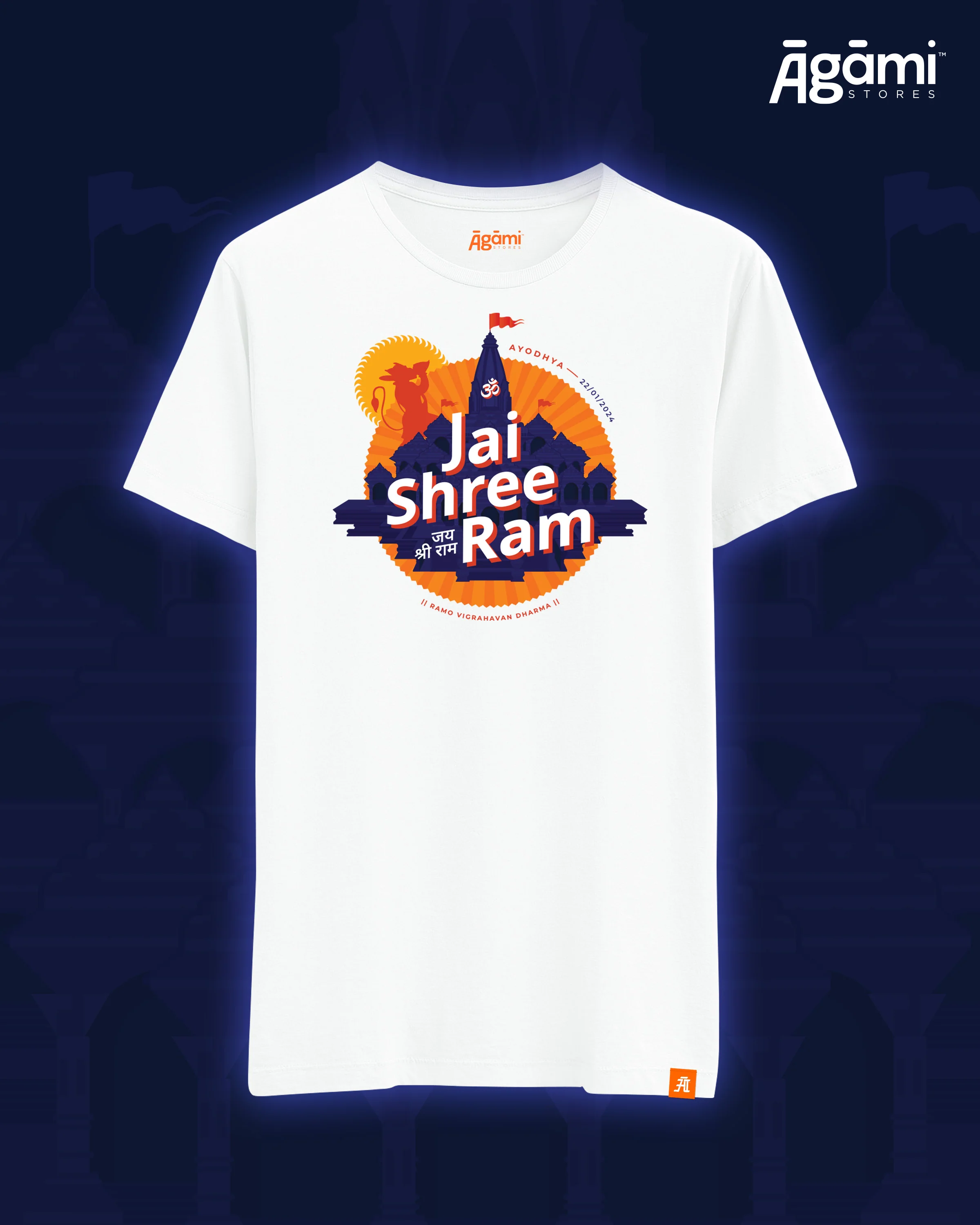 Jai Shree Ram T-shirt - English | Navy Blue - Image 3