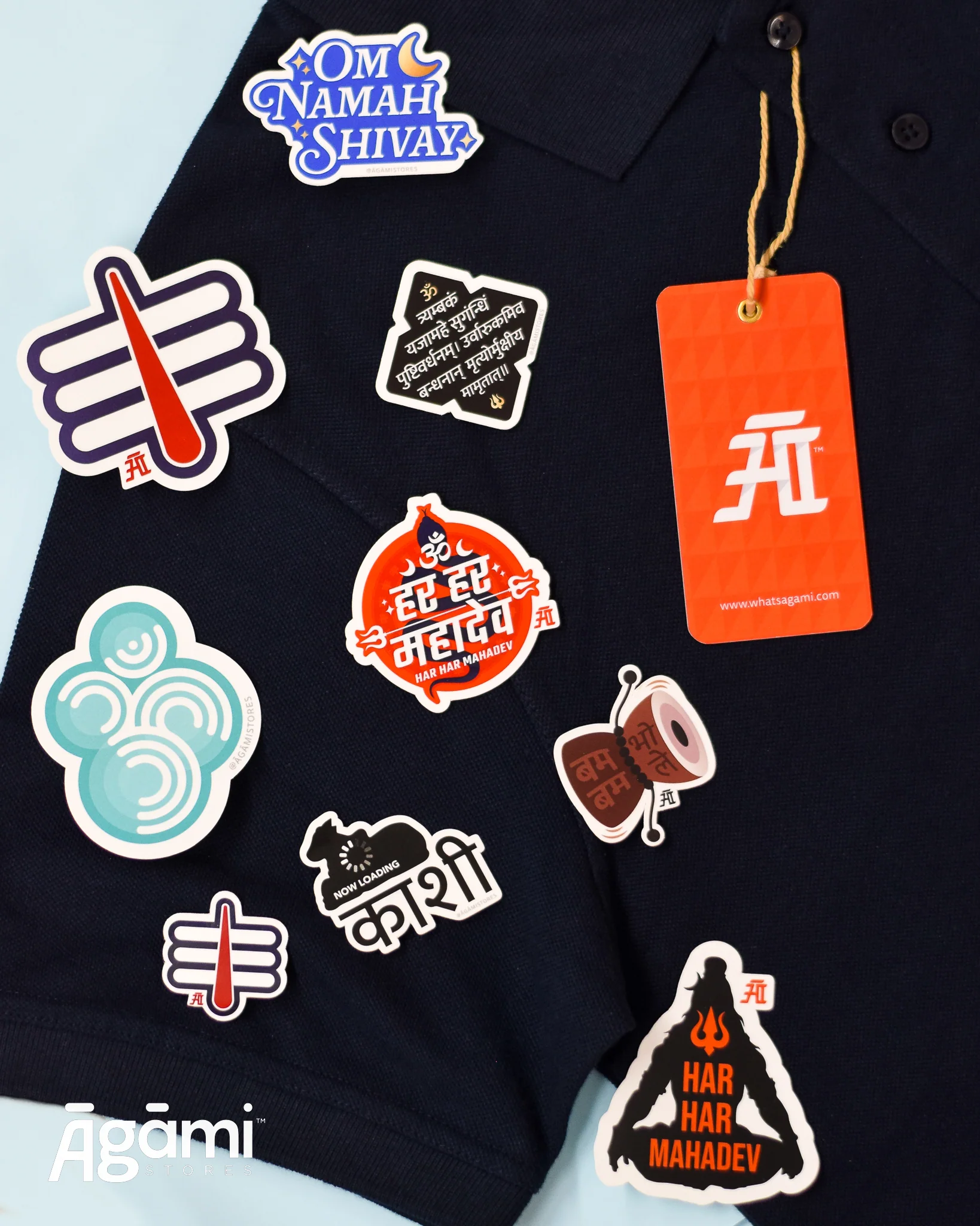 Mahakal Shiva Pack | Polo Neck T-shirt, Stickers & Badge - Image 5