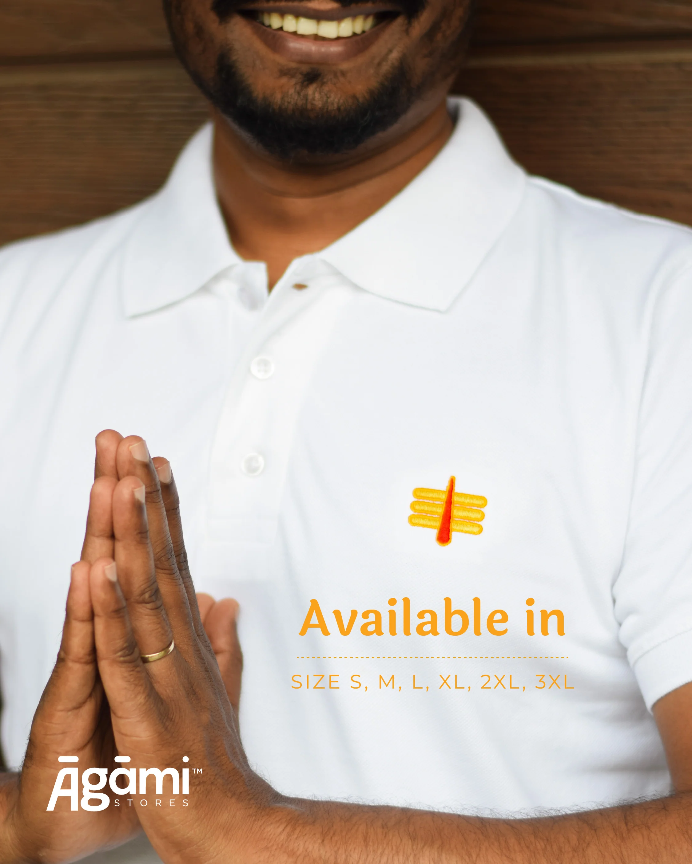 Mahakal Tilak Polo Neck T-shirt - White | Regular Fit - Image 4