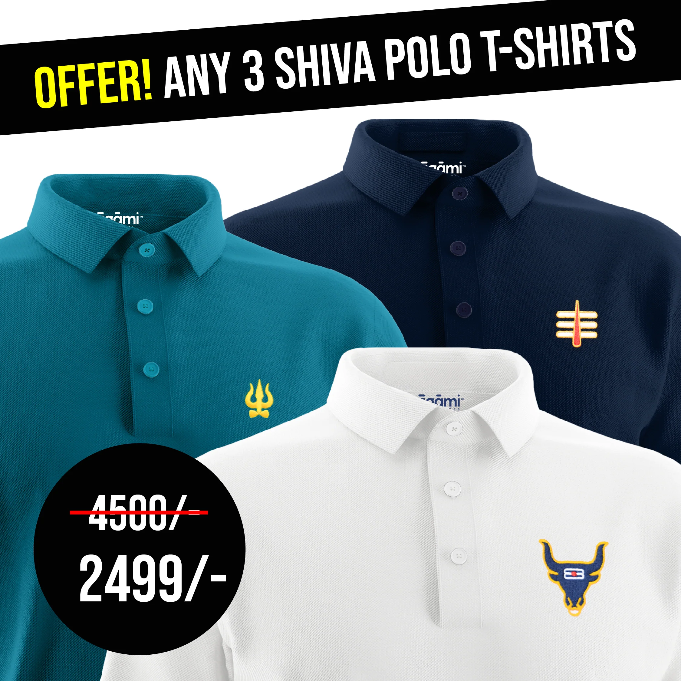 Combo Pack of 3 Shiva Polo Tshirts - Image 3