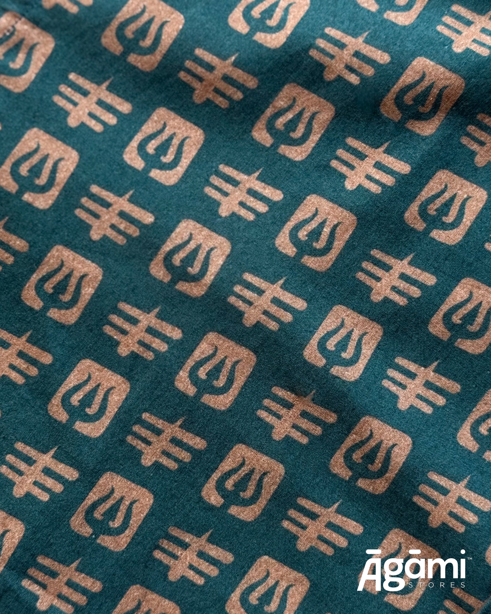 Printed Shiva Shirt - Slim Fit Half Sleeves Shirt | Teal Blue - Image 11