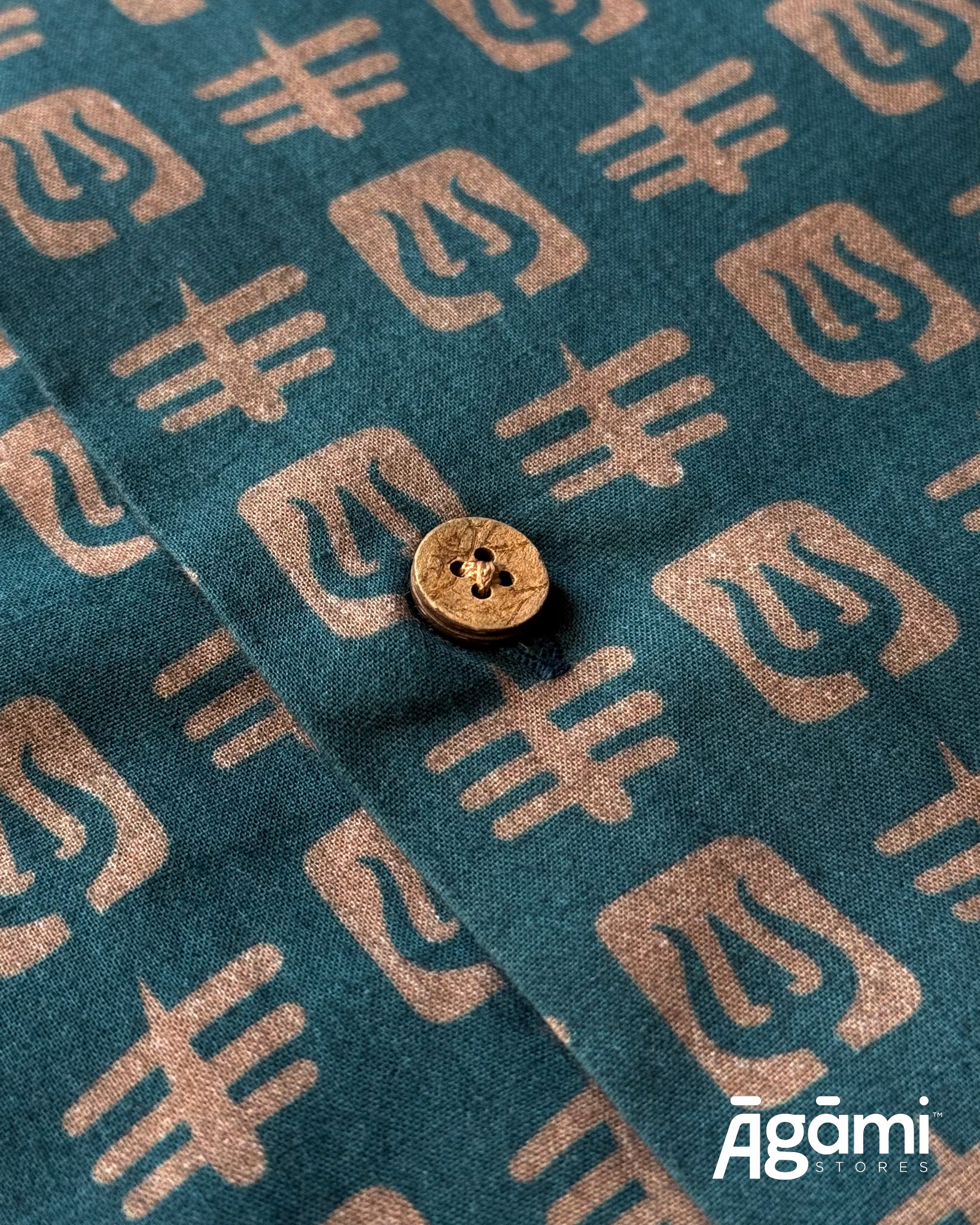 Printed Shiva Shirt - Slim Fit Half Sleeves Shirt | Teal Blue - Image 6