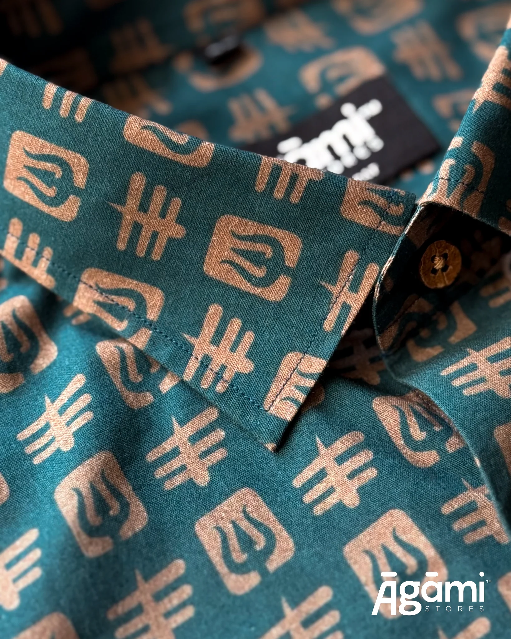 Printed Shiva Shirt - Slim Fit Half Sleeves Shirt | Teal Blue - Image 7