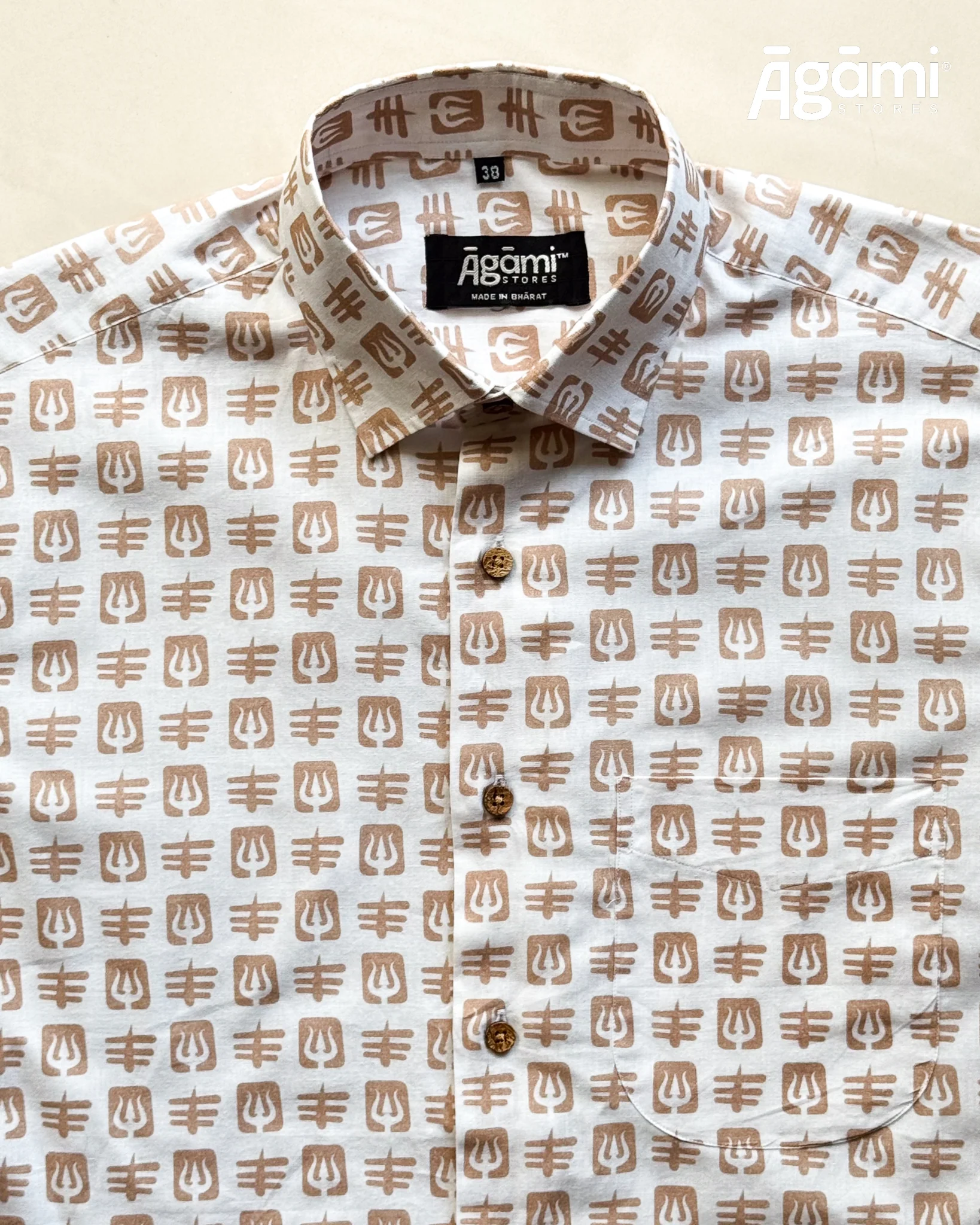 Printed Shiva Shirt - Slim Fit Full Sleeves Shirt | White - Image 3