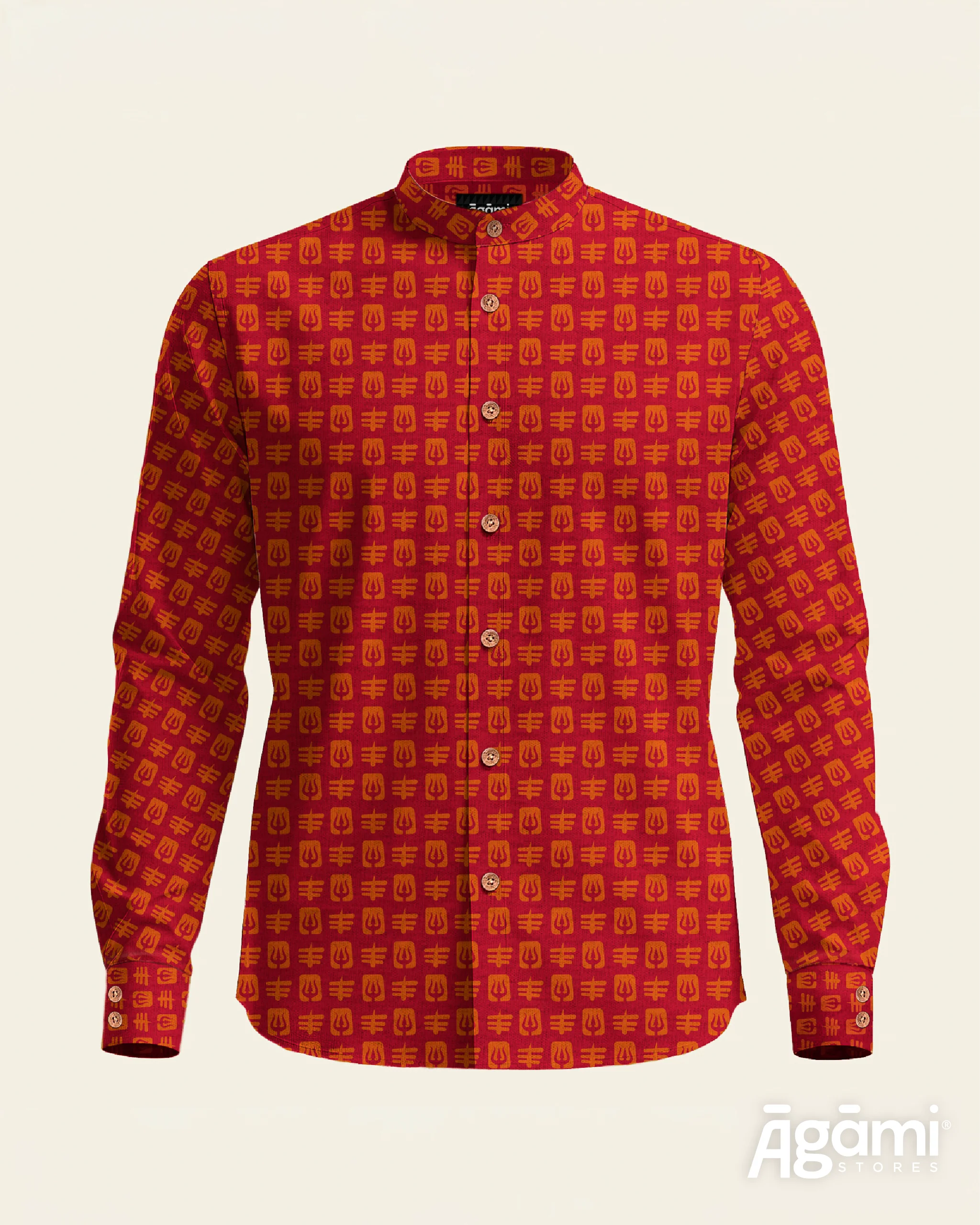 Printed Shiva Shirt - Slim Fit Full Sleeves Shirt | Maroon - Image 5
