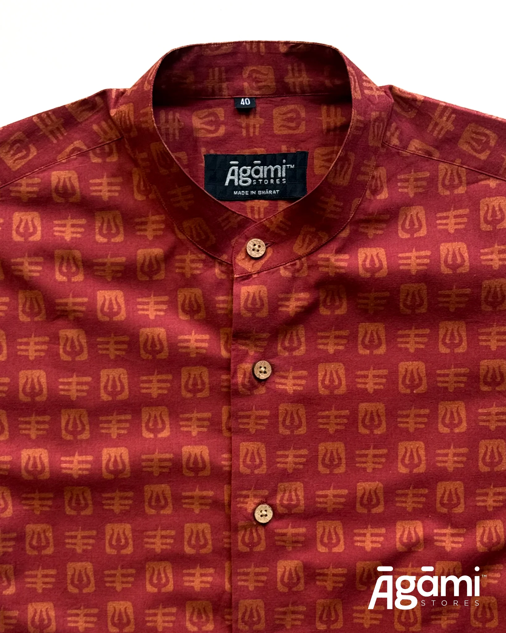Printed Shiva Shirt - Slim Fit Full Sleeves Shirt | Maroon - Image 6