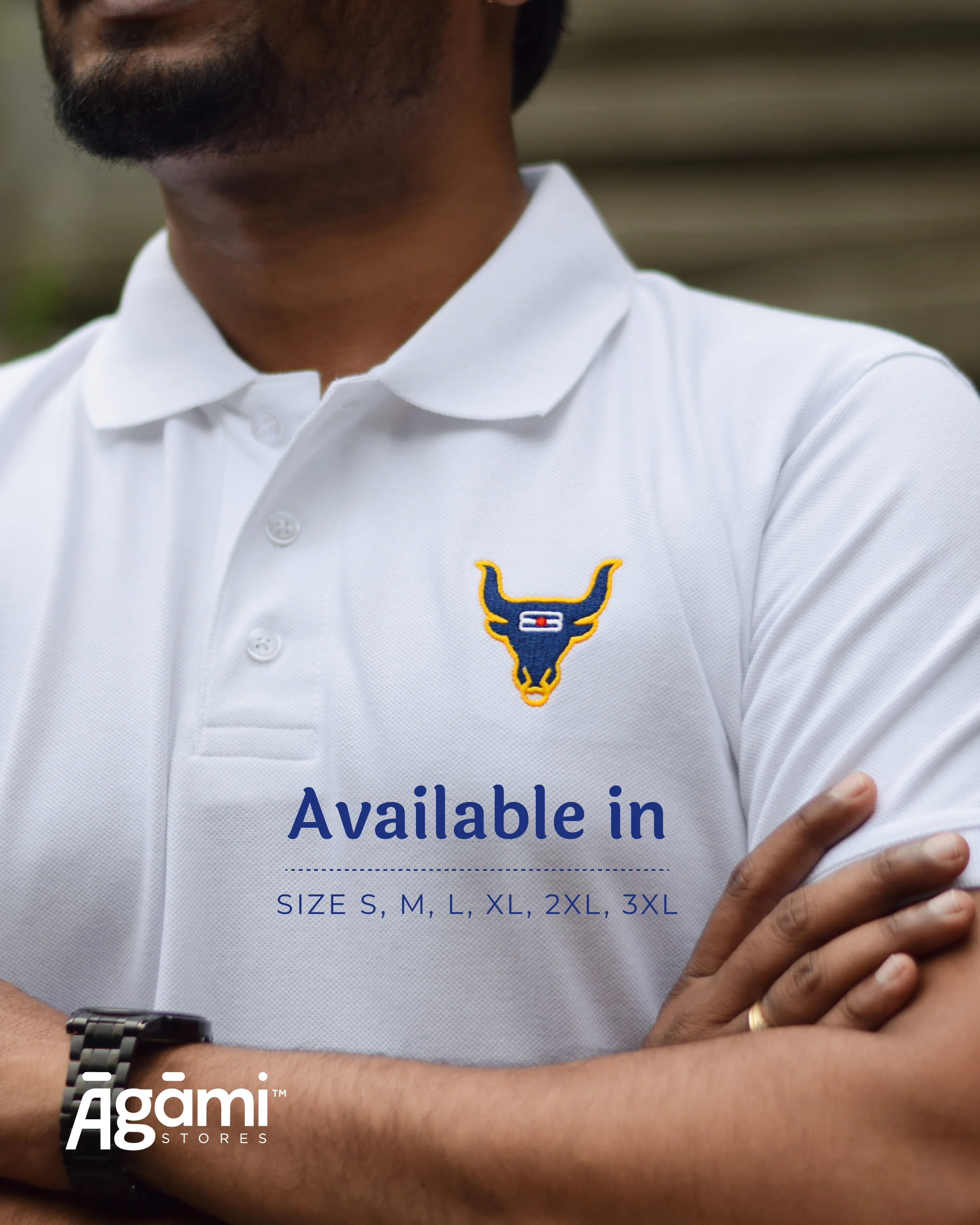 Shiva Nandi Polo Neck Tshirt - White | Regular Fit - Image 4