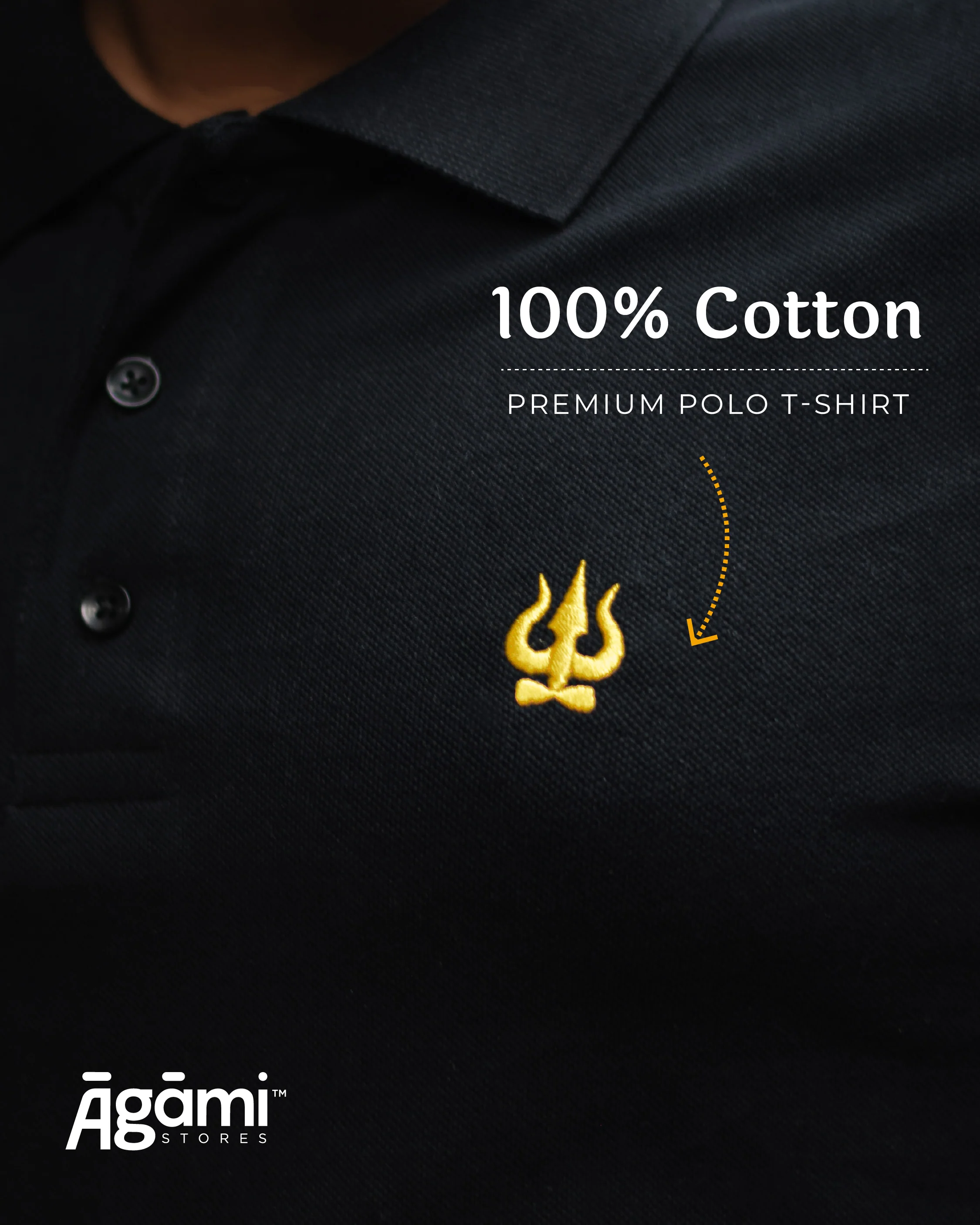Trishul Polo Neck - Black | Regular Fit - Image 3