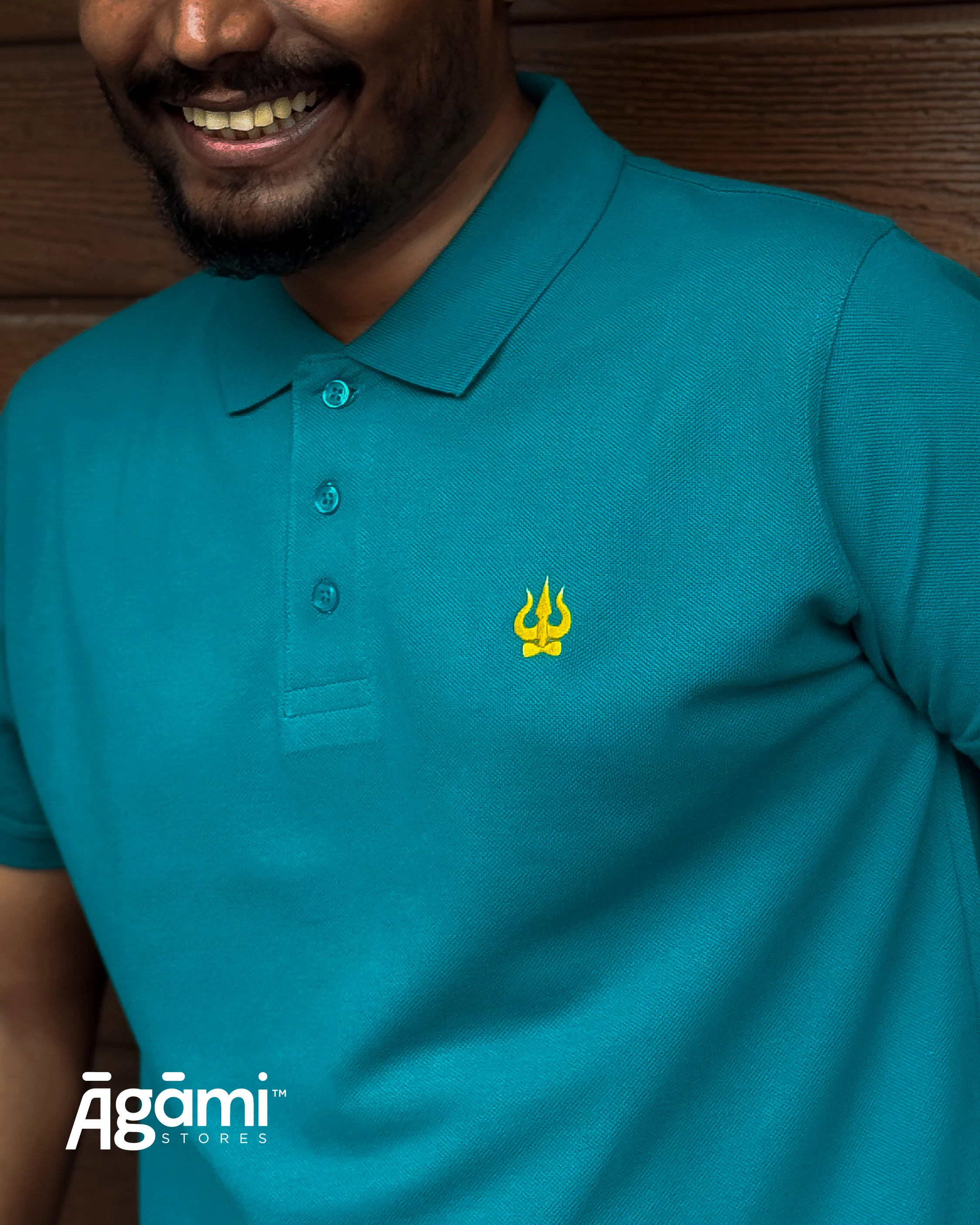 Trishul Polo Neck - Teal Blue | Regular Fit - Image 5