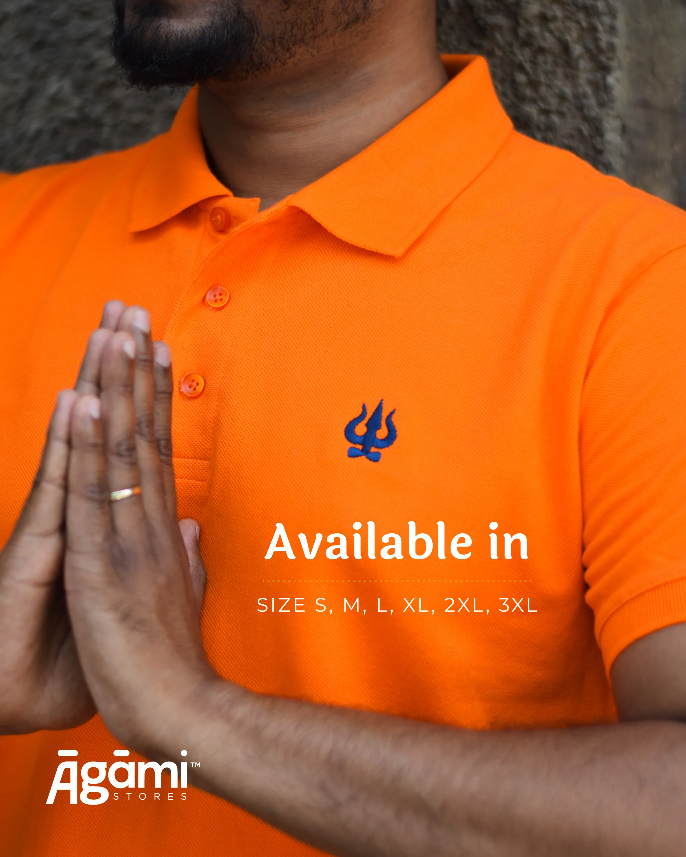 Trishul Polo Neck T-shirt - Orange | Regular Fit - Image 4