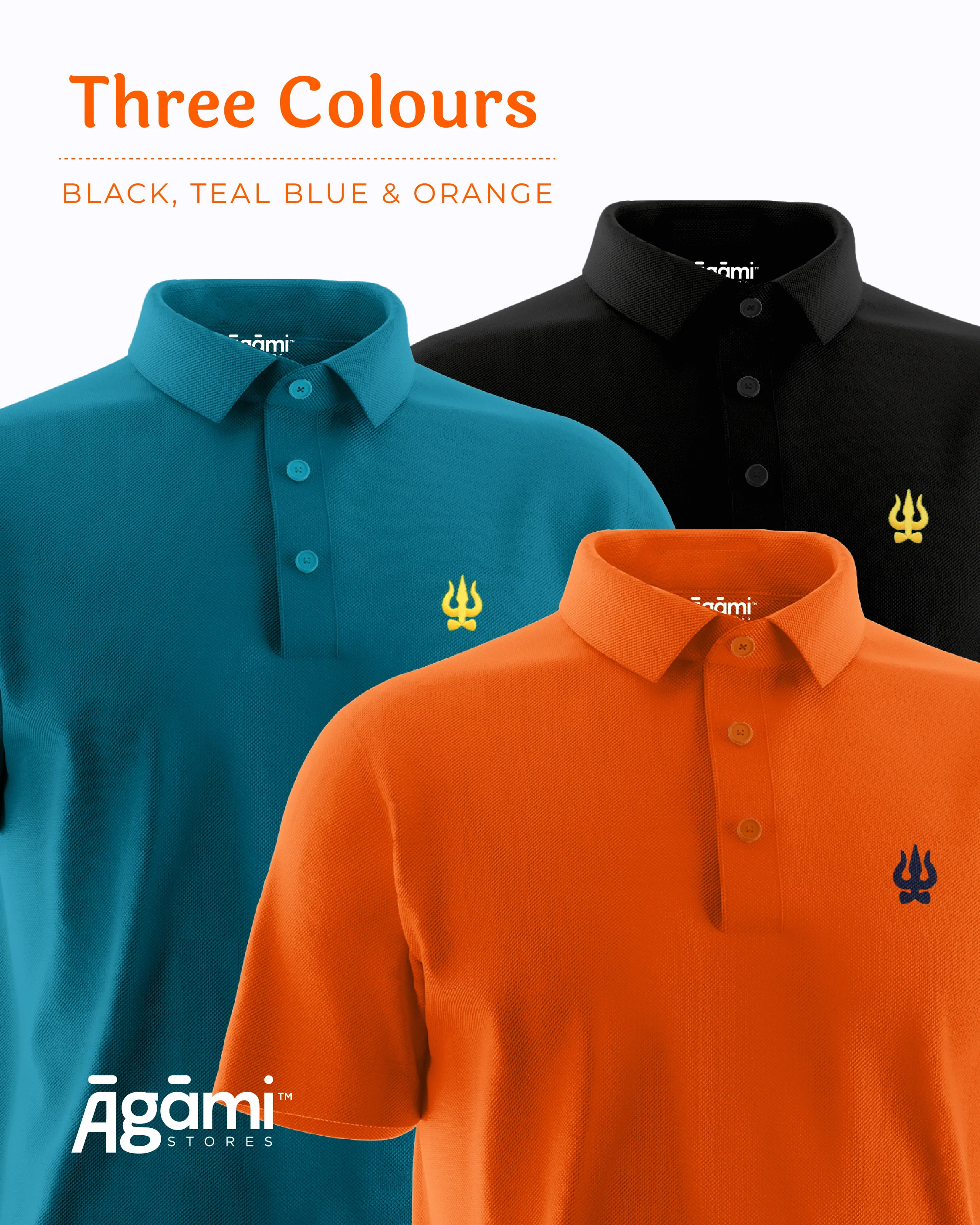 Trishul Polo Neck T-shirt - Orange | Regular Fit - Image 6