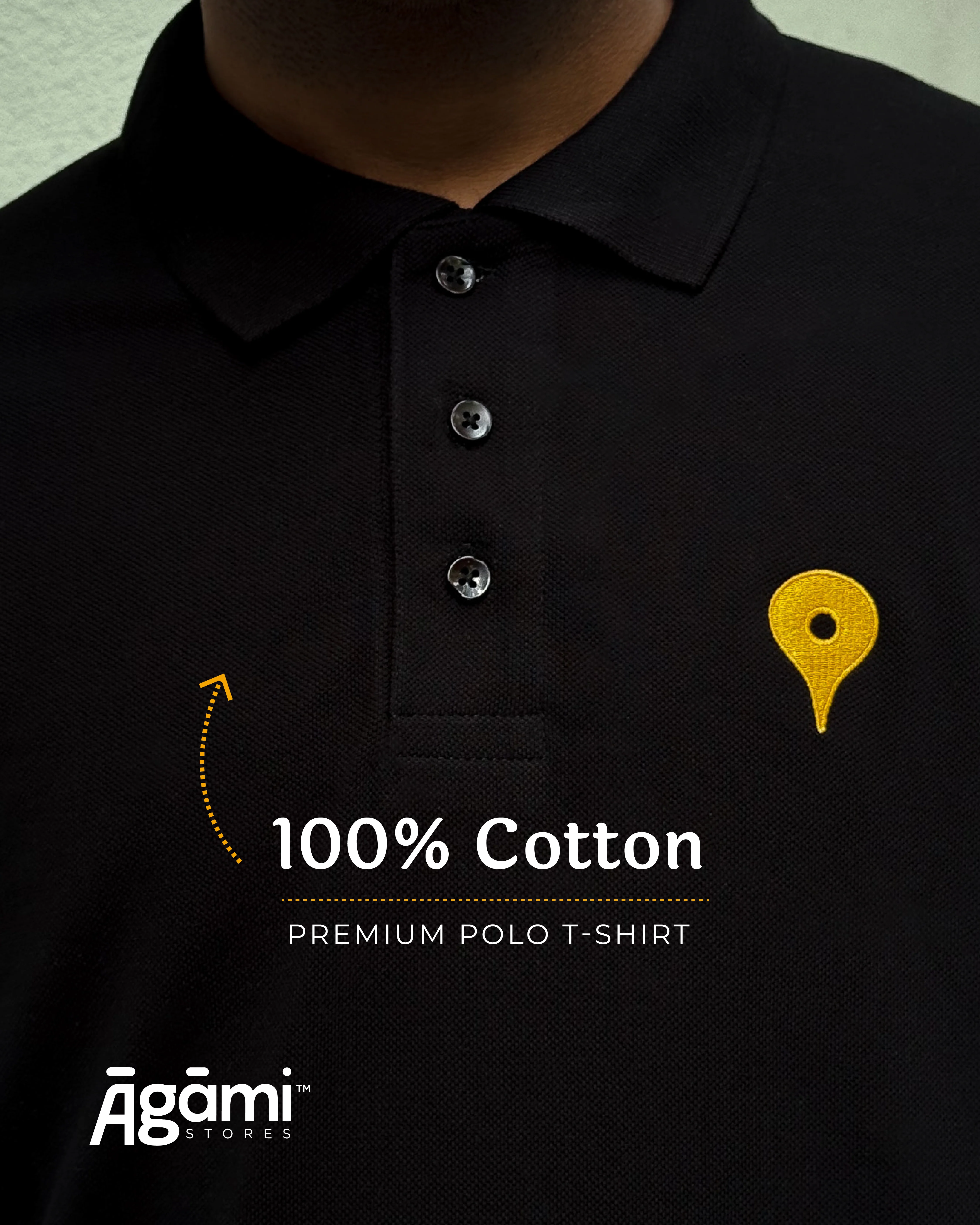 Vitthal Tilak Polo Tshirt - Black | Regular Fit - Image 3
